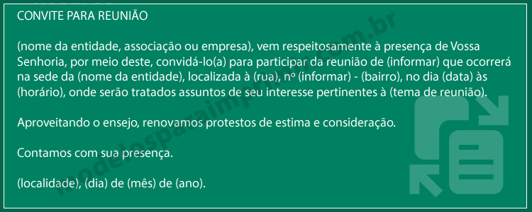 Modelo de convite para reunião